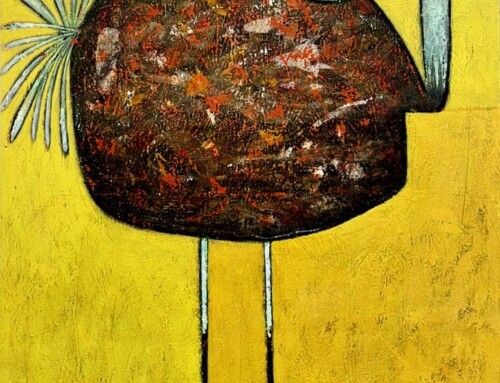 Bird on Yellow Background (100×130 cm)